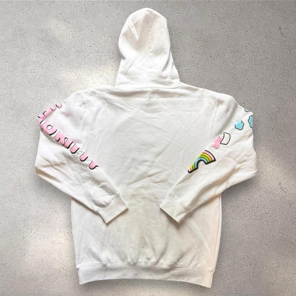 Hello Kitty Rainbow Hoodie Large White Sanrio Graphic Womens Unisex Y2K - Picture 2 of 8